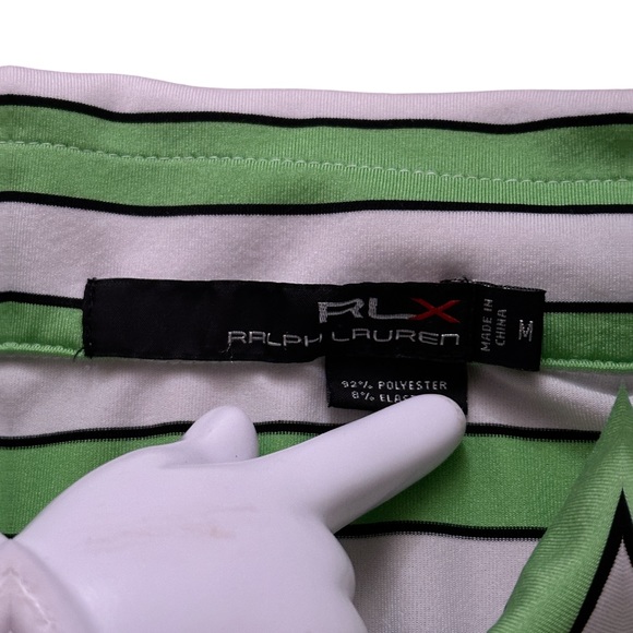 RLX Ralph Lauren Polo Shirt Mens Size M Short Sleeve Golf Stretch Green Striped - Picture 4 of 7